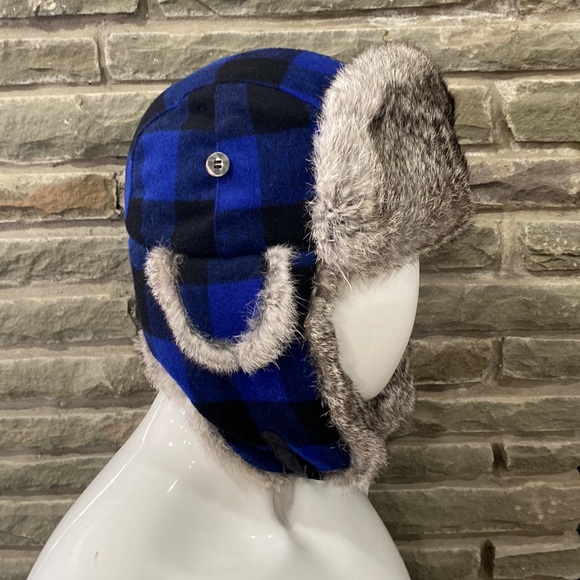 Mad Bomber Trapper Hat, Blue & Black Plaid, Large - Picture 3 of 13